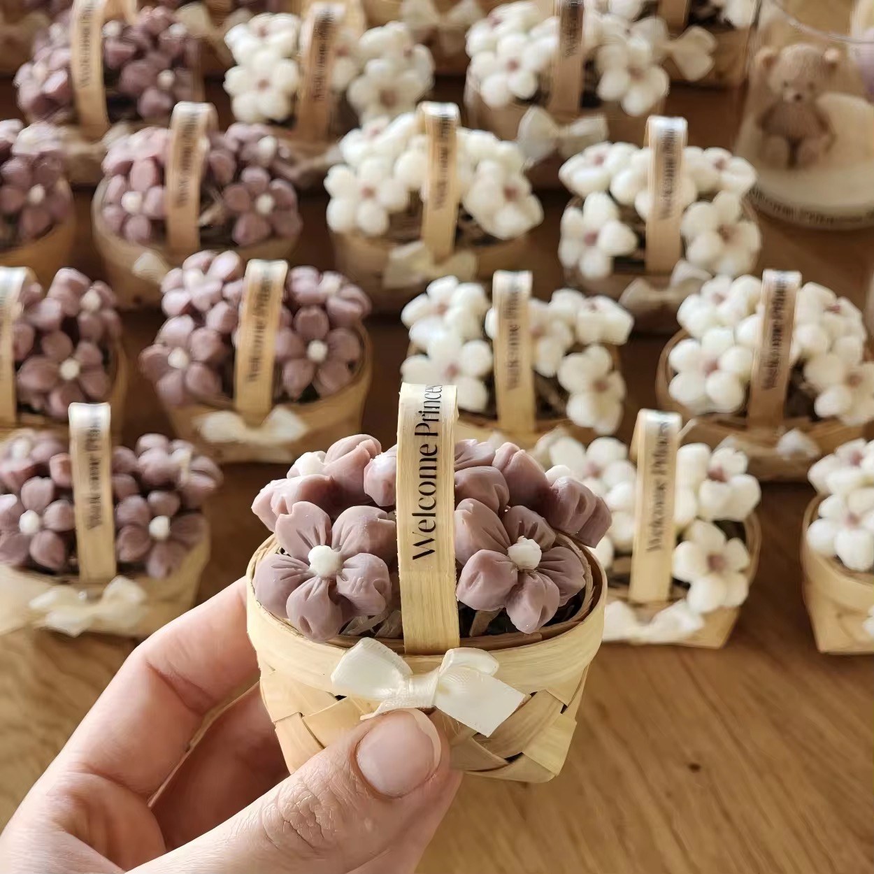 Handmade Sakura Flower Basket Candle